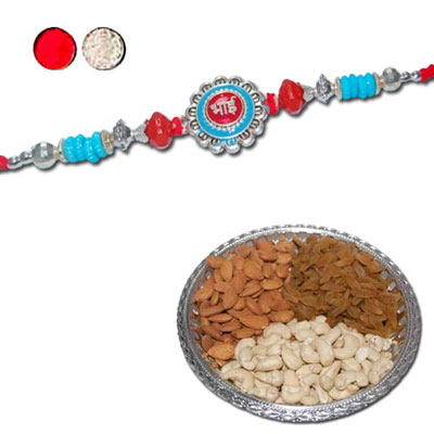 "Rakhi - ZR-5520 A (Single Rakhi), Dryfruit Thali - RD700 - Click here to View more details about this Product